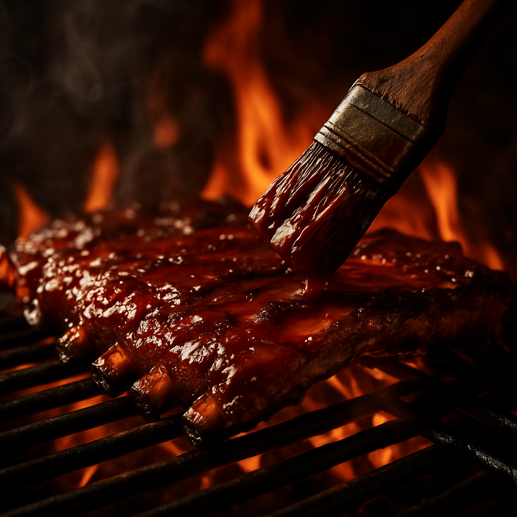 Glazed ribs on the grill